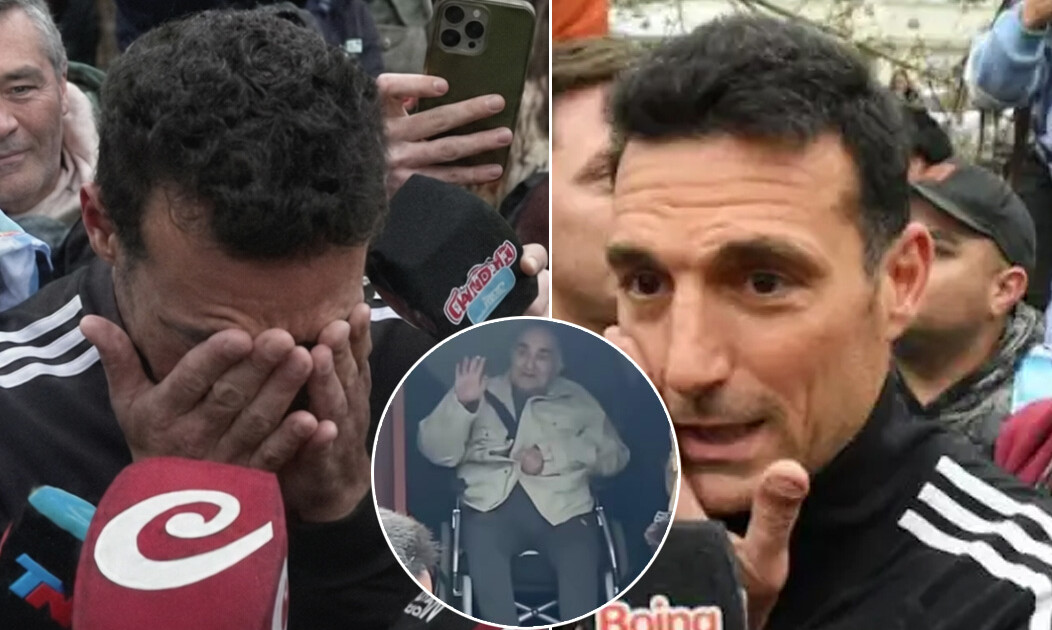 ¡Qué momento! La casa de Scaloni colapsó de hinchas, llegó la policía y apareció su papá en silla de ruedas: la imagen que emociona al país