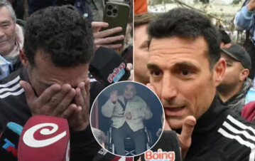 ¡Qué momento! La casa de Scaloni colapsó de hinchas, llegó la policía y apareció su papá en silla de ruedas: la imagen que emociona al país
