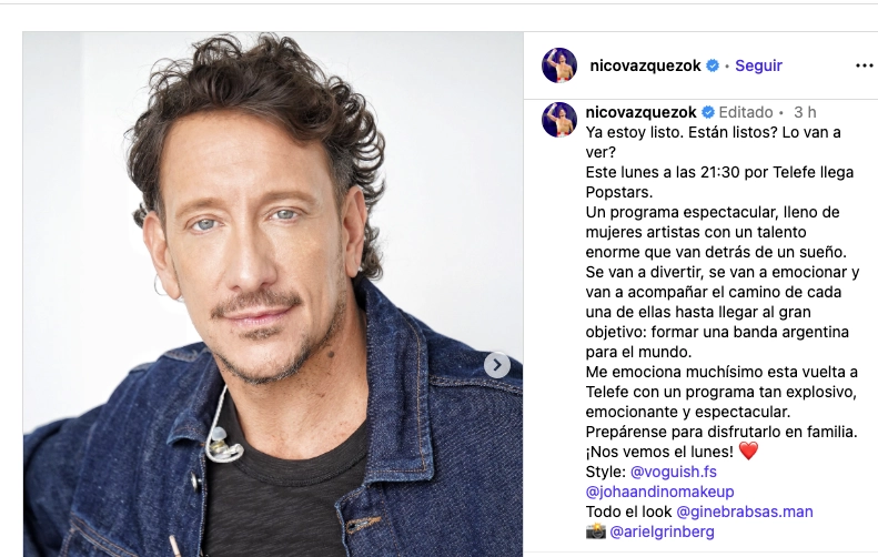 El posteo de Nico Vázquez