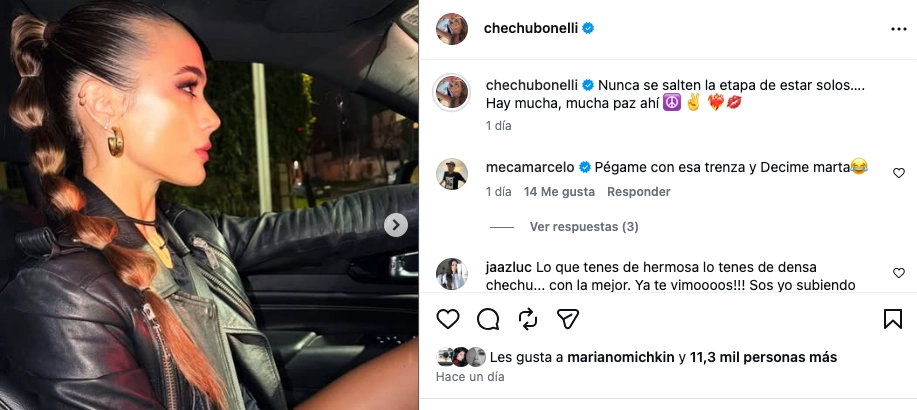 El posteo de Chechu Bonelli. Fotos: IG. 