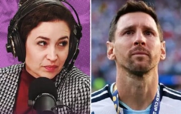 Julia Mengolini y Lionel Messi.