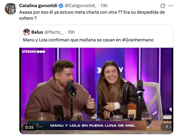 CATA GOROSTIDI ACUSO A MANU DE INFIEL A POCAS HORAS DE SU CASAMIENTO CON LOLA.