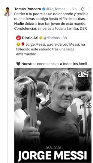 EL POSTEO DE TOMAS RONCERO QUE GENERO REACCIONES ENTRE LOS ARGENTINOS.