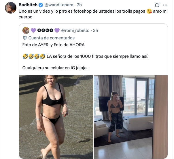 LA RESPUESTA DE WANDA A LOS COMENTARIOS QUE RECIBIO SU FOTO EN BIKINI