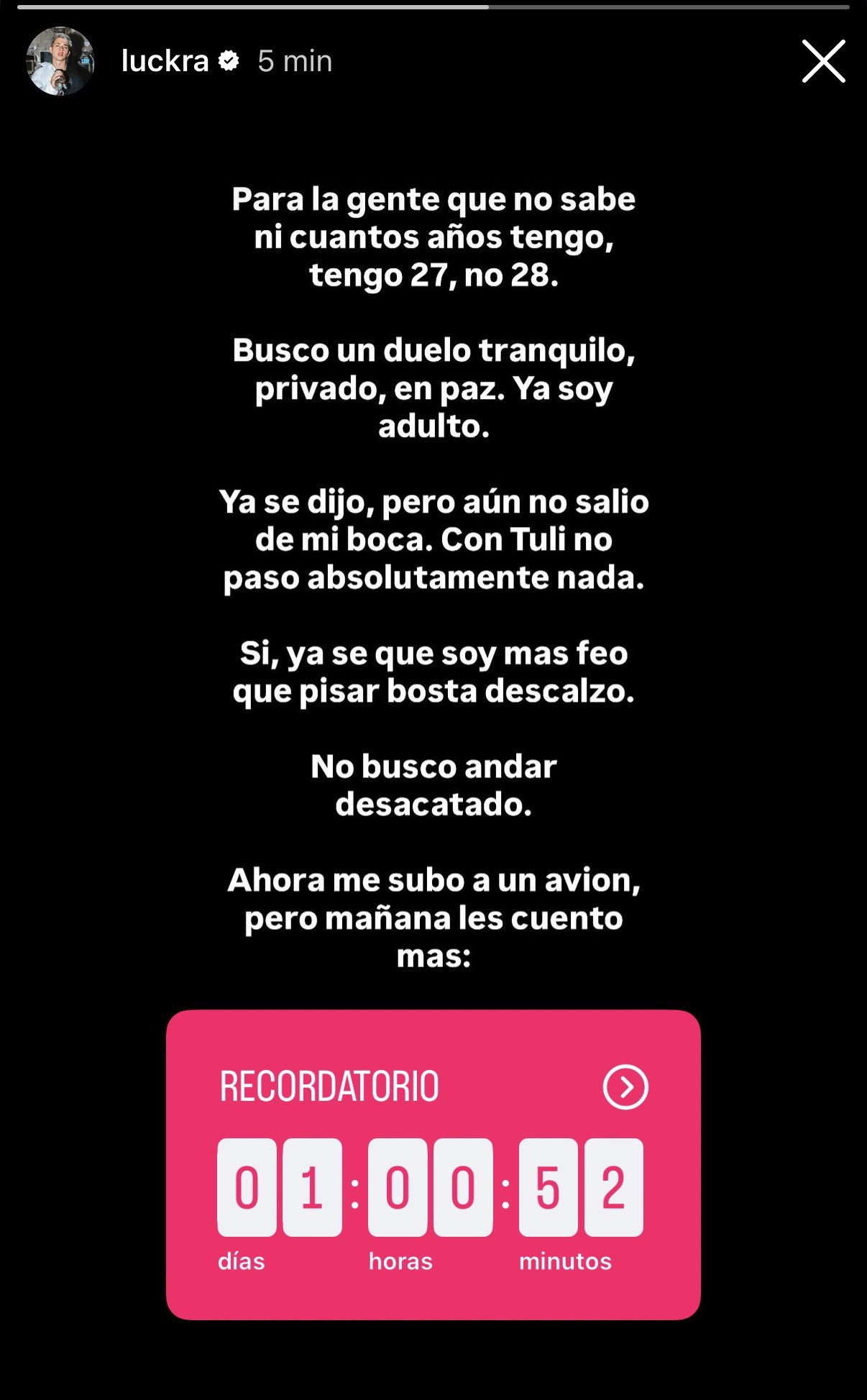 Así fue el posteo de Luck Ra. Fotos: IG.