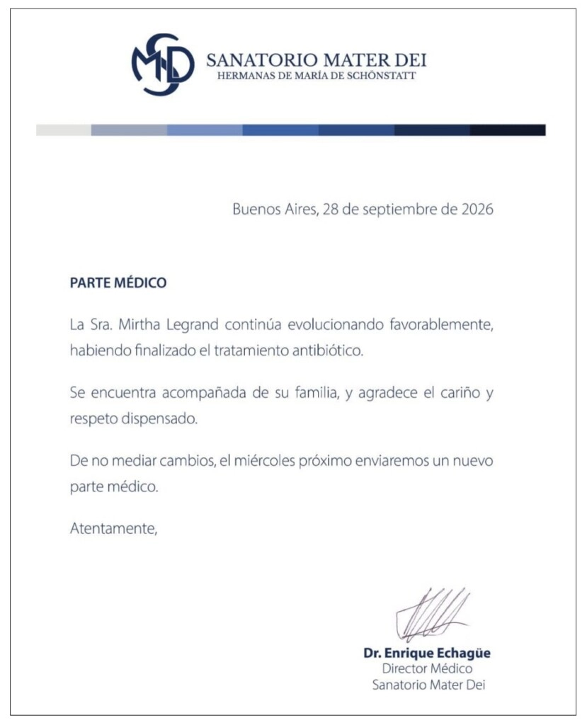 El nuevo parte médico de Mirtha Legrand.