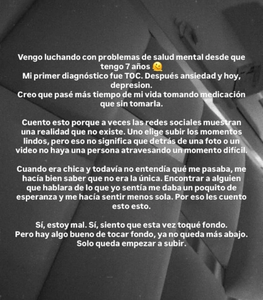 El posteo de Sasha Ferro. (Instagram)