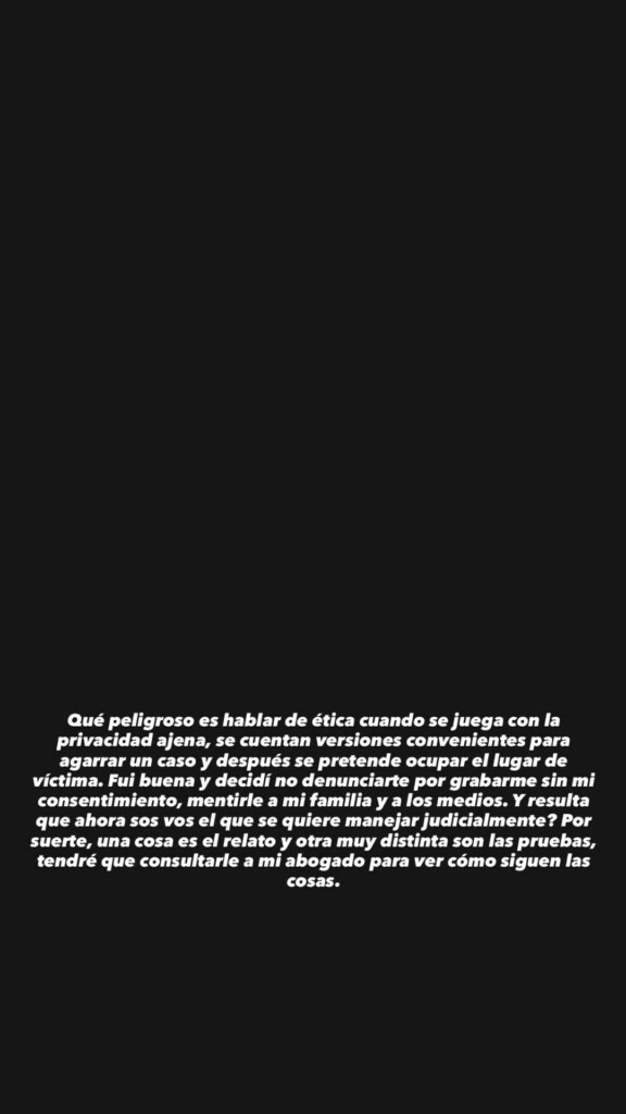 Candela Arizaga apuntó contra su ex abogado Diego Storto. Foto: IG. 