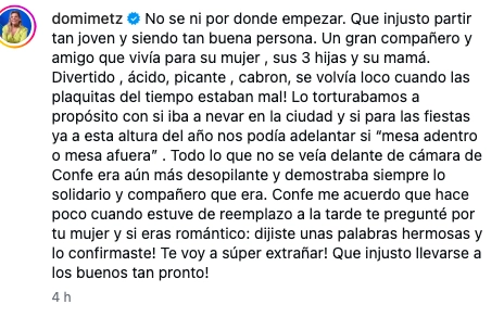 La despedida de Dominique a Fernando Confessore