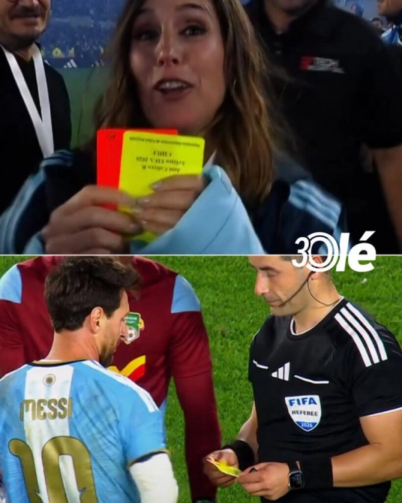 SEGUN EL DIARIO DEPORTIVO OLE, LA SOLE SE QUEDO CON LAS TARJETAS QUE EL ARBITRI DEL PARTIDO LE HABÍA OBSEQUIADO A MESSI.