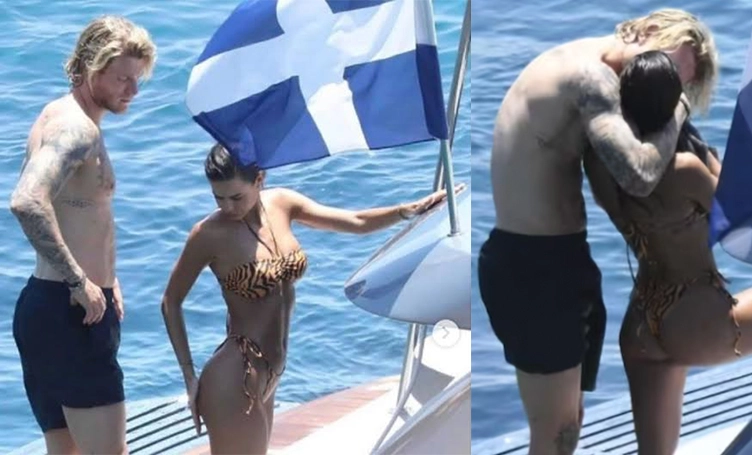 MARIA DEL MAR EN UN YATE CON EL ARQUERO DEL LIVERPOOL LORIS KARIUS. FUE UN AMORIO DE VERANO QUE LE COSTO UNA RELACION AL GOLERO.