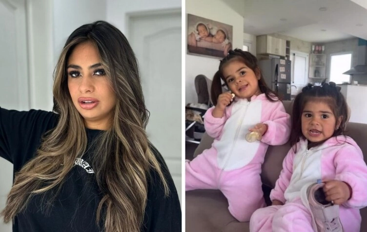 Daniela Celis y sus hijas