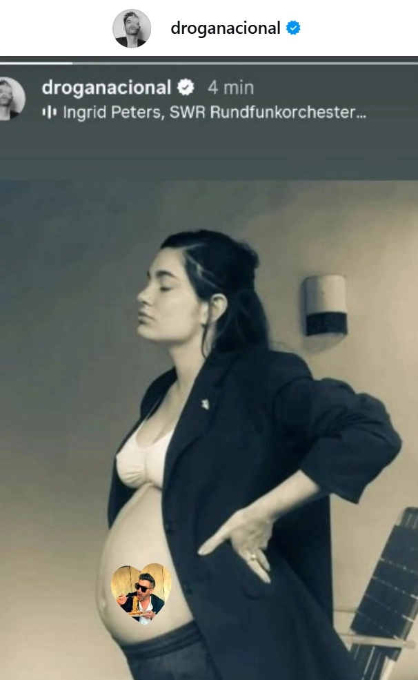 GUILLE AQUINO POSTEO ESTA FOTO PROVOCADORA: LEUNDA, LA ESPOSA DE TOMAS REBORD, EMBARAZADA CON UNA FOTO DE EL EN LA PANZA. ¿PUSO EN DUDA LA PATERNIDAD DE SU EX AMIGO?